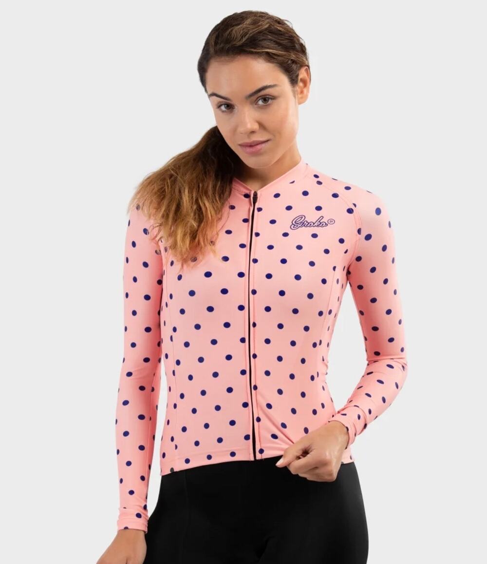 Siroko M2 Grand Classic Long Sleeve Polka Dot Cycling Jersey Large